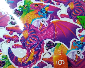Tiamat Holo Hearts Vinyl Sticker - Nostalgia TTRPG Back to school Goddess - 4 inches Holographic Sparkly Decorate Notebook