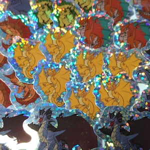 Metal Dragon Mini Sticker Set - Holographic - Bronze Copper Brass Silver Gold - Dungeons TTRPG - Holo and Tiny