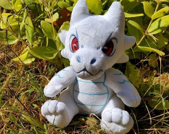 WHITE Kobold Plushie - IN STOCK - Dungeons & Dragons Inspired Stuffed Animal ttrpg Plush Toy - Albino Reptile Soft Toy Scaly Monster Anthro