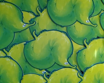 Chunky Green Worm on a String Squirmle Sticker