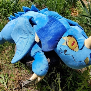 Giant 40&quot; Blue Dragon Plush Nova the Storm Dragon - TTRPG hatchling dragon plushie wyrm lightning storms sea blue yellow soft weighted