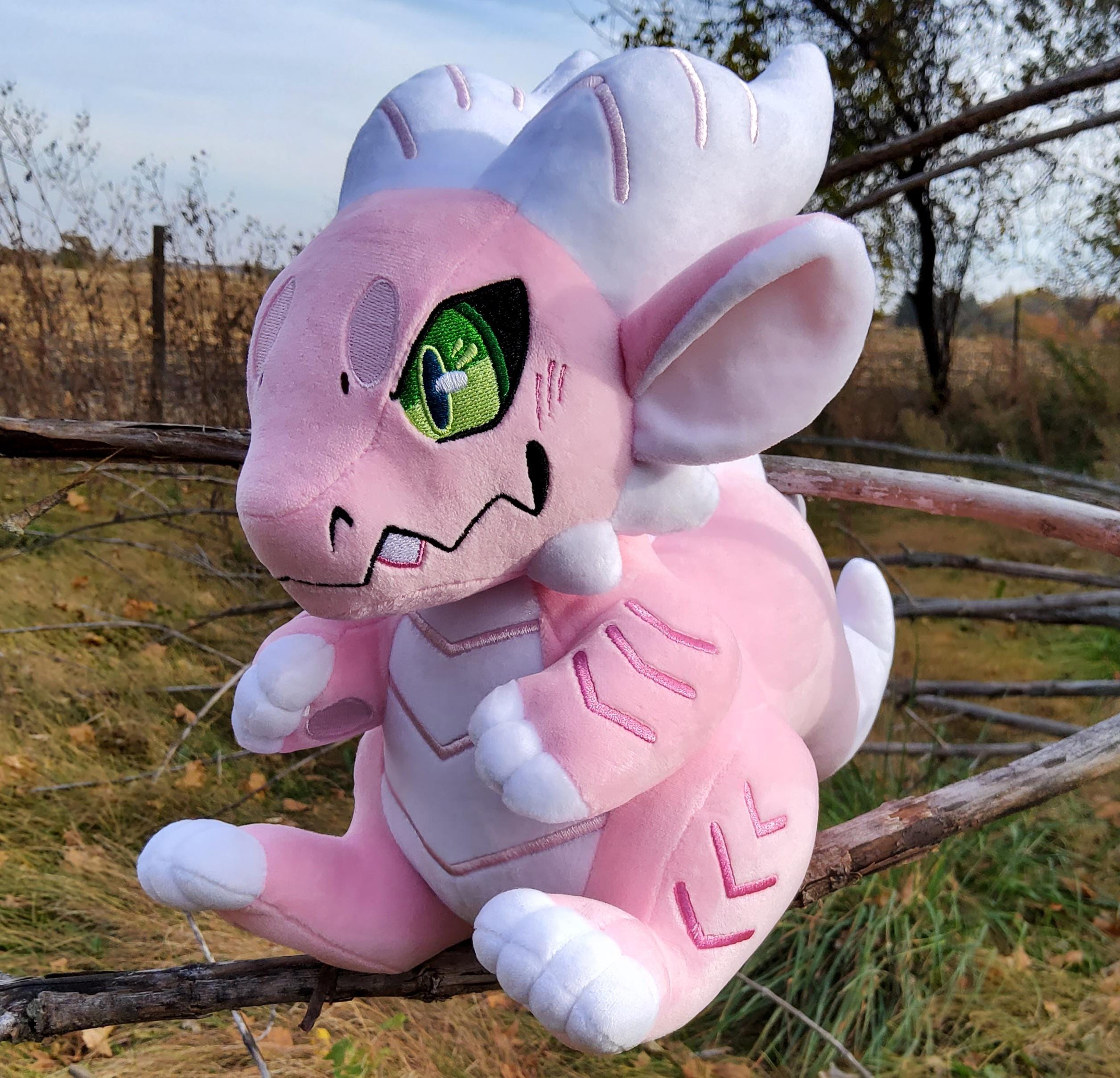 Pink Kobold Plush V2 -  Ttrpg Inspired Stuffed Animal Furry Plush Toy - Valentine White Pastel Cute Kawaii Scaly Monster Anthro