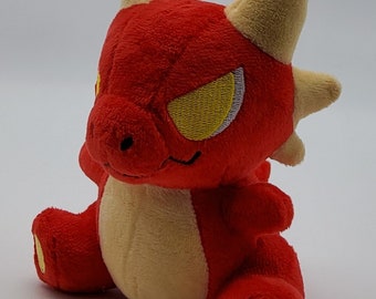 Mini Kobold Plush - Dungeons & Dragons Inspired Stuffed Animal ttrpg Furry Plush Toy - Red and Cream Soft Scaly Monster Anthro