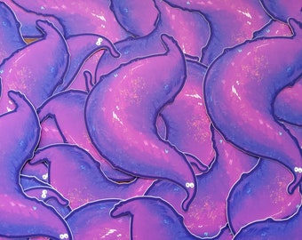 Chunky Purple Worm on a String Squirmle Sticker