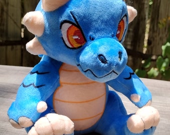 BLUE Kobold Plushie - IN STOCK - Dungeons & Dragons Inspired Stuffed Animal ttrpg Furry Plush Toy - Cream Belly Soft Scaly Monster Anthro