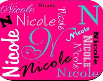 Personalized Mouse Pad - Hot Pink Name All Over