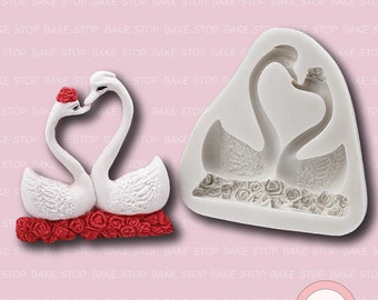 Loving Swans Silicone Mould - Swan Fondant Mould, Swan Wax Mould, Swan Soap Mould, Swan Resin Mould, Jewelry Mould