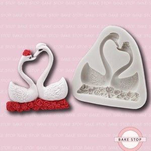 Loving Swans Silicone Mould - Swan Fondant Mould, Swan Wax Mould, Swan Soap Mould, Swan Resin Mould, Jewelry Mould