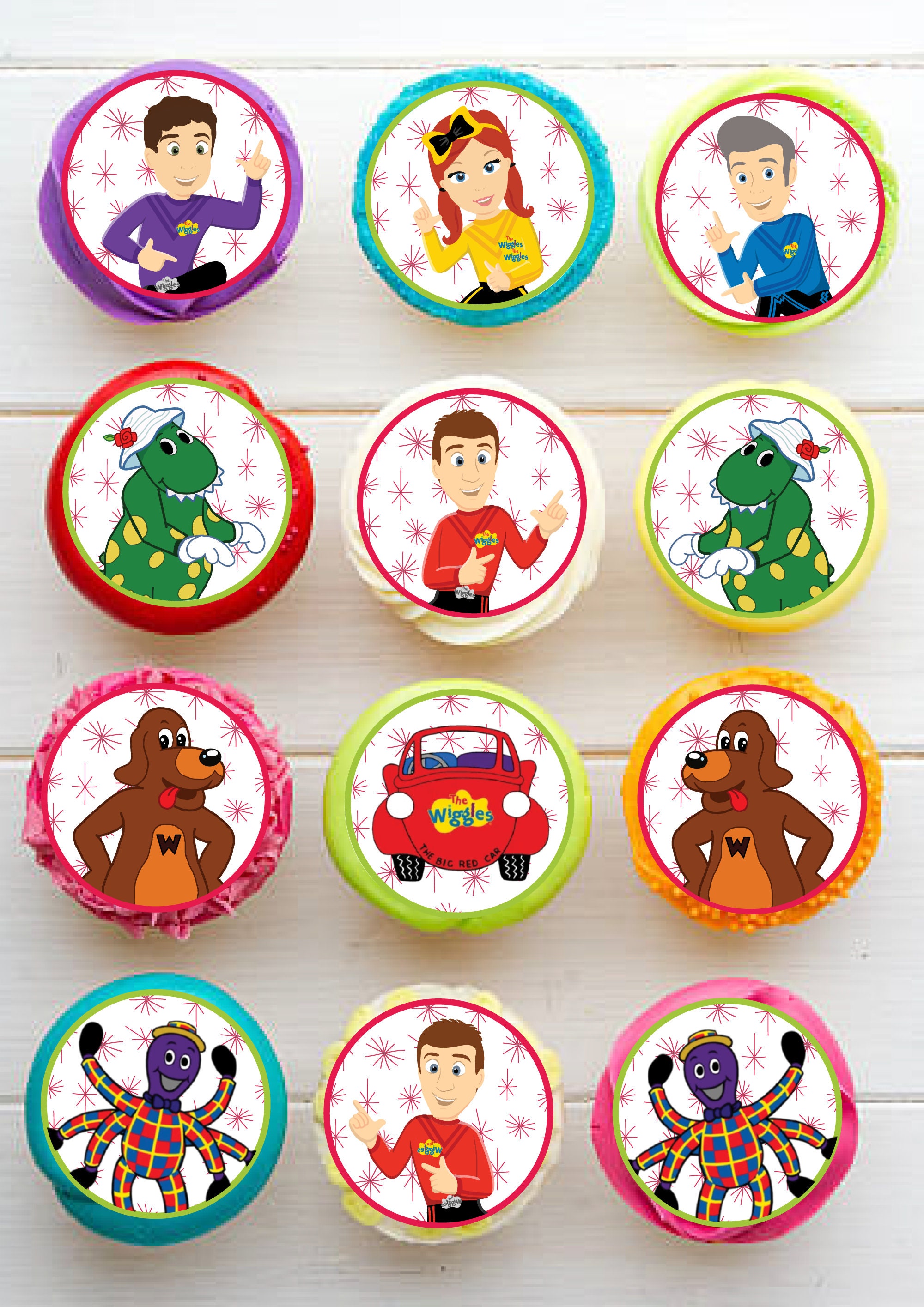 The Wiggles Edible Icing Image Cupcake Toppers Pre Cut 2 Etsy Images