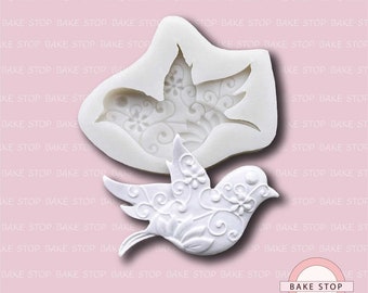 Lace Textured Dove Bird Silicone Mould - Bird Baking Mould, Bird Fondant Mould, Bird Wax Mould, Bird Soap Mould, Bird Resin Mould,