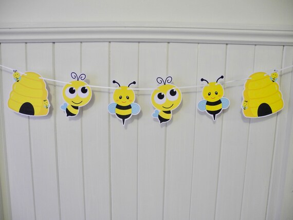 Honey Bee Banner Bumble Bee Party Garland Queen Bee Theme Etsy
