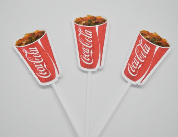 12 Coca Cola Coke Cupcake Toppers Movie Night Party Cupcake Etsy