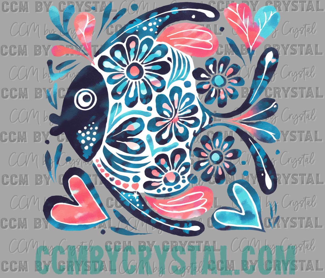 Floral Fish Summer Ready to Press Transfer Direct to Film DTF Transfers ...