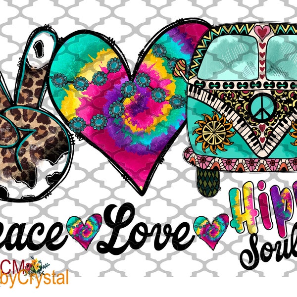 Peace Love Hippie Soul Ready to Press DTF (Direct to Film) Transfer Sublimation Transfer Sublimation Print