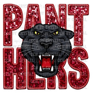 Panthers Mascot Faux Sequins Faux Embroidery Ready to Press Transfer DTF Transfers Sublimation Transfer