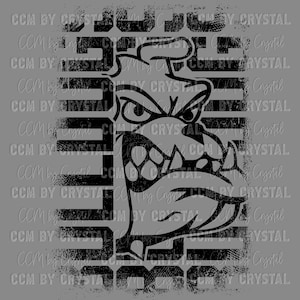 May include: Black and white graphic design of a cartoon bulldog with a distressed, grunge-style background. The text "JUJU" is above the bulldog and the text "2022" is below the bulldog.