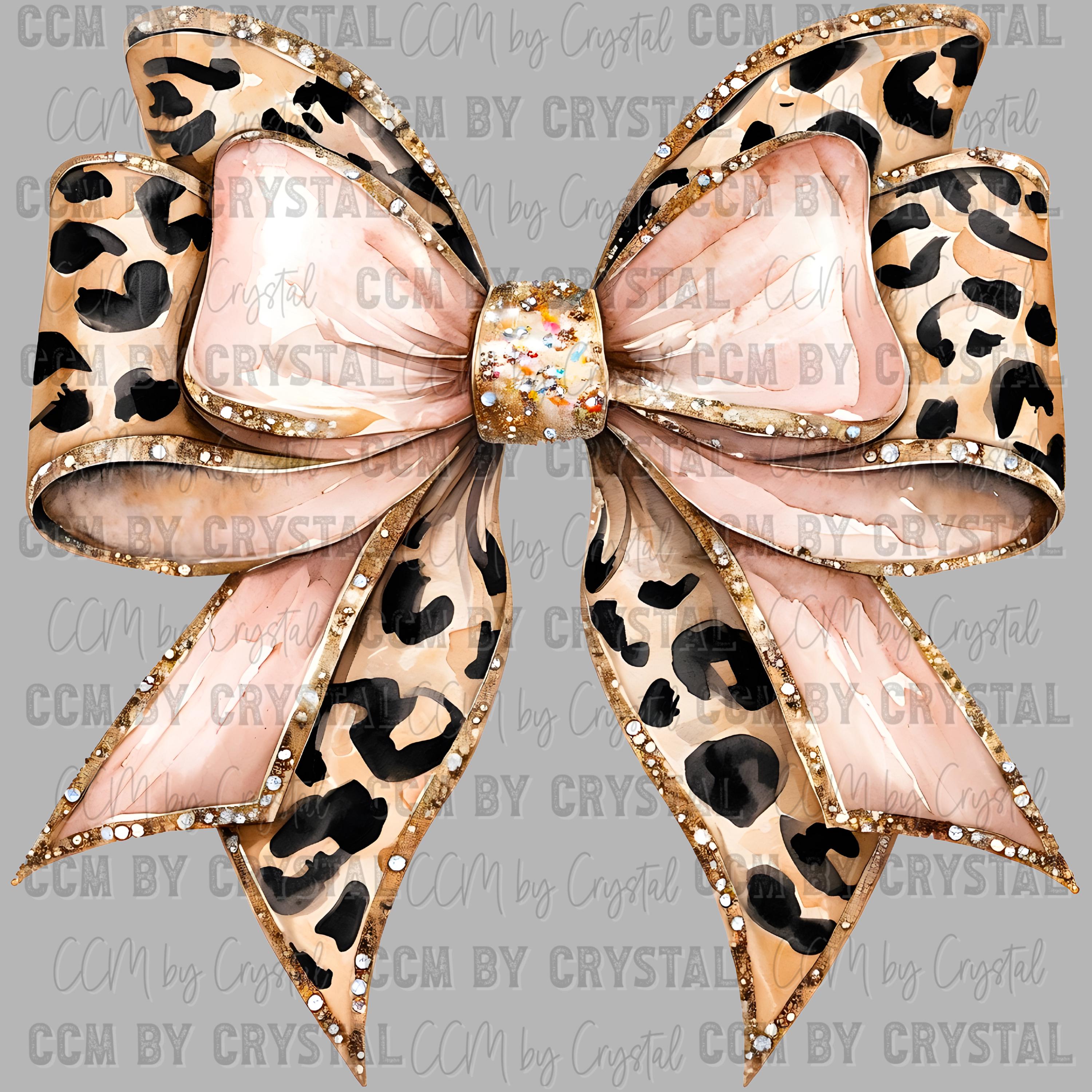 Pink Leopard Bow Ready to Press Transfers DTF Transfers Sublimation ...