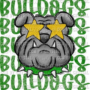 Bulldogs Green Mascot Ready to Press Transfer Direct to Film DTF Transfers Sublimation Transfer