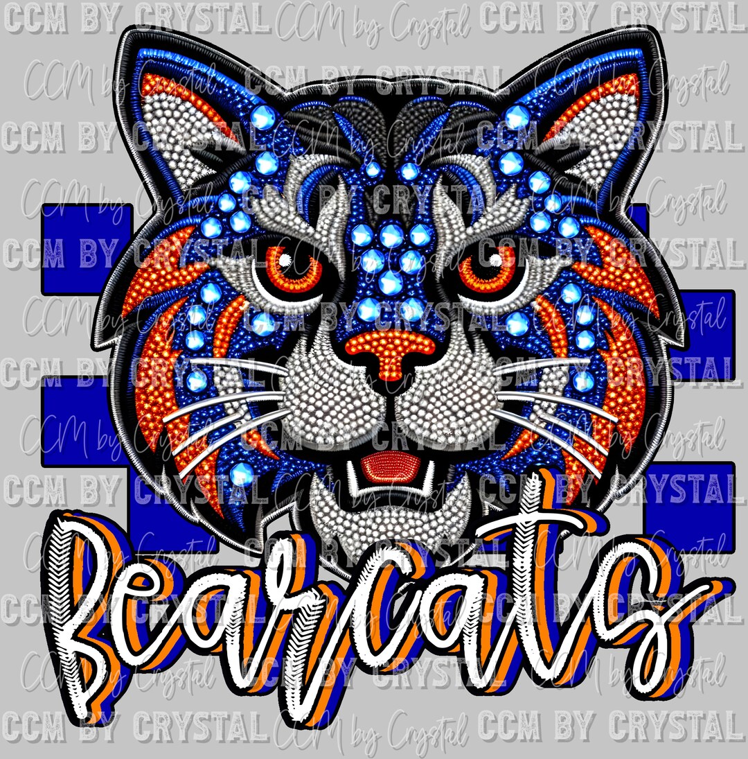 Bearcats Orange and Royal Blue Mascot Rhinestone Effect Ready to Press ...