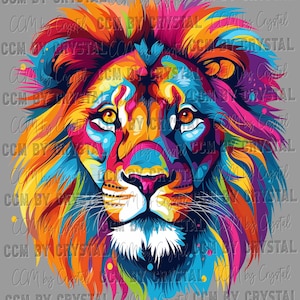 Colorful Lion Ready to Press Transfer Direct to Film DTF Transfers Sublimation Transfer