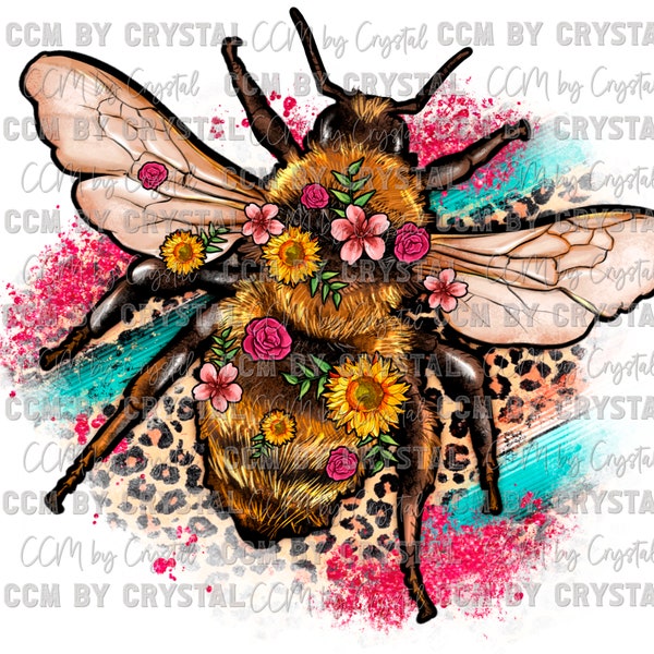 Bee Leopard Flowers Ready to Press Transfers Direct to Film Transfers Sublimation DTF Transfers Sublimation Print