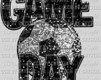 Game Day Soccer Faux Embroidery Faux Sequins Ready to Press Transfer Direct to Film DTF Transfers Sublimation Transfer