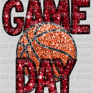 Game Day Basketball Faux Embroidery Faux Sequins Ready to Press Transfer Direct to Film DTF Transfers Sublimation Transfer