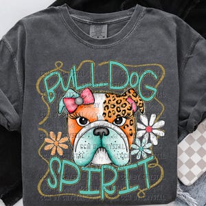 Bulldog Spirit Cartoon Mascot Ready to Press Transfer Direct to Film DTF Transfers Sublimation Transfer