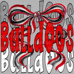 Bulldogs Bow Mascot Red Ready to Press Transfer Direct to Film DTF Transfers Sublimation Transfer