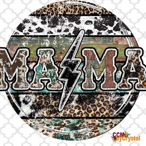 Mama Lightning Bolt cowhide leopard Ready to Press DTF (Direct to Film) Transfer Sublimation Transfer Sublimation Print