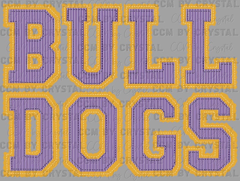 Bulldogs Faux Embroidery Stripes Sports Mascot Ready to Press Transfer ...