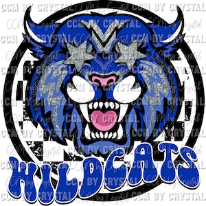 Wildcats Royal Blue Mascot Transfer Direct to Film DTF Transfers Sublimation Transfer