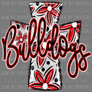 Bulldogs Cross Mascot Red Ready to Press Transfer Direct to Film DTF Transfers Sublimation Transfer