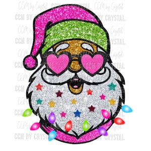 Christmas Glitter Santa Ready to Press Transfer Direct to Film DTF Transfers Sublimation Transfer