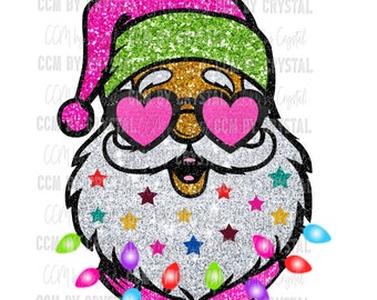 Christmas Glitter Santa Ready to Press Transfer Direct to Film DTF Transfers Sublimation Transfer