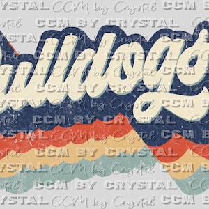 Retro Bulldogs Mascot Ready to Press Transfer Direct to Film Transfers Sublimation DTF Transfer