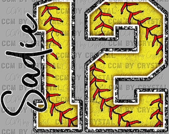 Personalized Pick your Name and Number Softball Chenille Ready to Press Transfer Direct to Film DTF Transfers Sublimation Transfer