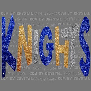 Knights Mascot faux glitter Ready to Press Transfer Direct to Film DTF Transfers Sublimation Transfer