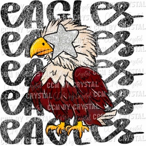 Eagles Mascot Silver Star Back to School Ready to Press Transfers Direct to Film Transfers Sublimation DTF Sublimation Print