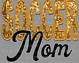Soccer Mom Faux Sequins Faux Embroidery Ready to Press Transfer DTF Transfers Sublimation Transfer