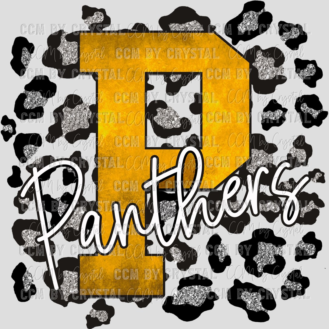 Letter P Panthers Yellow With Silver Glitter Background Mascot Ready to ...