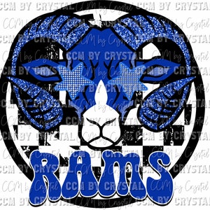 Rams Mascot Royal Blue School Ready to Press Transfer Direct to Film DTF Transfers Sublimation Transfer