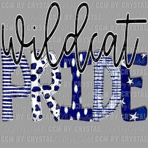 Wildcat Pride Navy Mascot Ready to Press Transfer Direct to Film DTF Transfers Sublimation Transfer