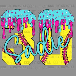 Personalizado Elige tu nombre y número Softbol Goteo Listo para presionar Transferencia Directa a Película Transferencias DTF Transferencia por Sublimación