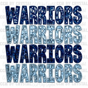 Warriors Faux Sequins Faux Embroidery Ready to Press Transfer Direct to Film DTF Transfers Sublimation Transfer