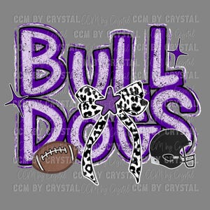 Purple Bulldogs Football Mascot Ready to Press Transfer DTF Transfers Sublimation Transfer
