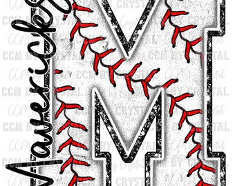 M Mavericks Mascot Baseball Letter Ready to Press Transfer Direct to Film DTF Transfers Sublimation Transfer