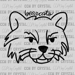 Personalized Color Bearcats Mascot Doodle Ready to Press Transfer DTF Transfers Sublimation Transfer