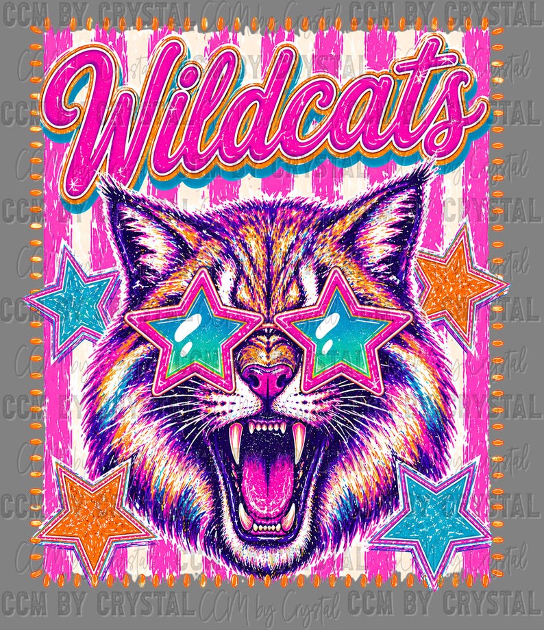 Wildcats Star Mascot Ready to Press Transfer Direct to Film DTF ...