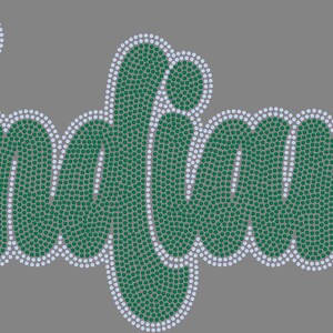 May include: The word "Indians" in a green, mosaic-style font with a white outline, set against a gray background. The letters are rounded and stylized, creating a playful and eye-catching design.